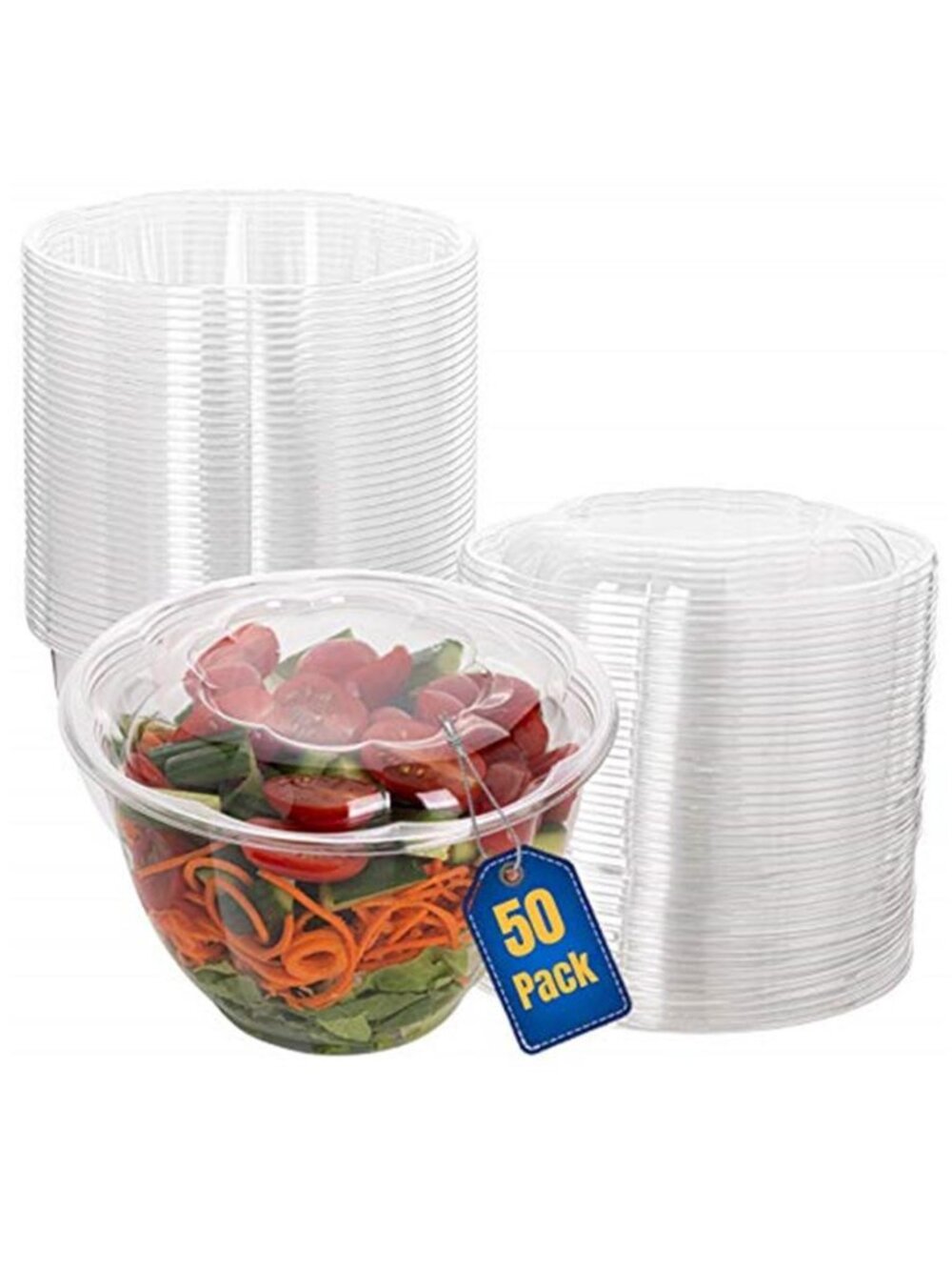 Disposable Plastic Salad Bowls with Airtight Lids Ideal for Meal Prep, Takeout
